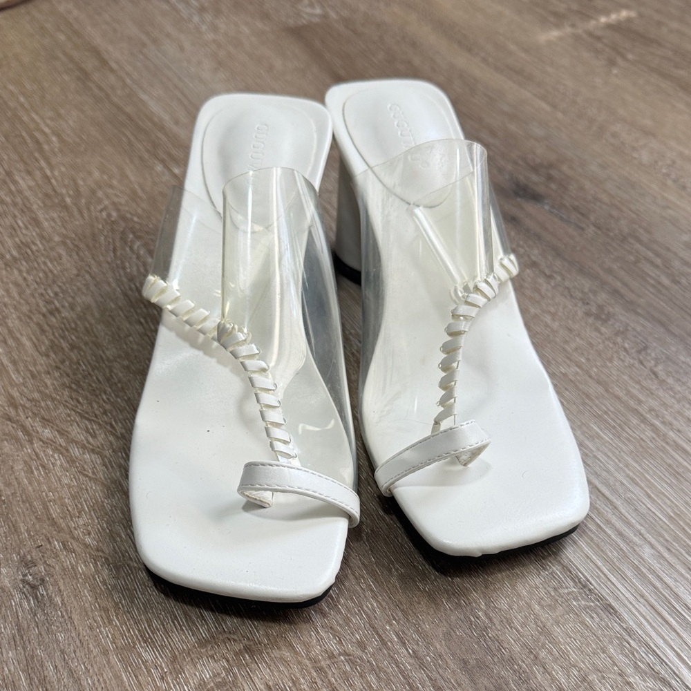 White Clear Strap Block Heel Sandals – Minimalist Chic